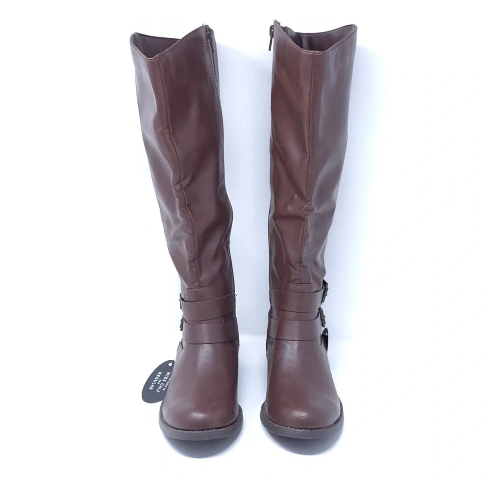 Style & Co MaliaWC Boots Brown Faux Leather Wide-Calf - Picture 3 of 12